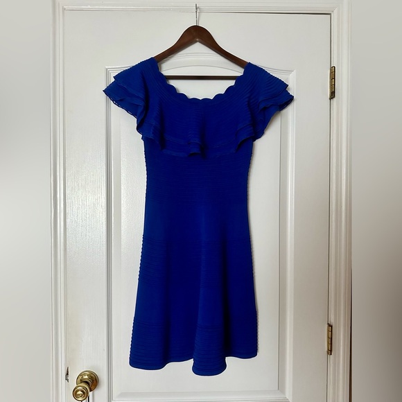 Eliza J Off-the-shoulder Blue Ruffle Dress - Picture 4 of 4